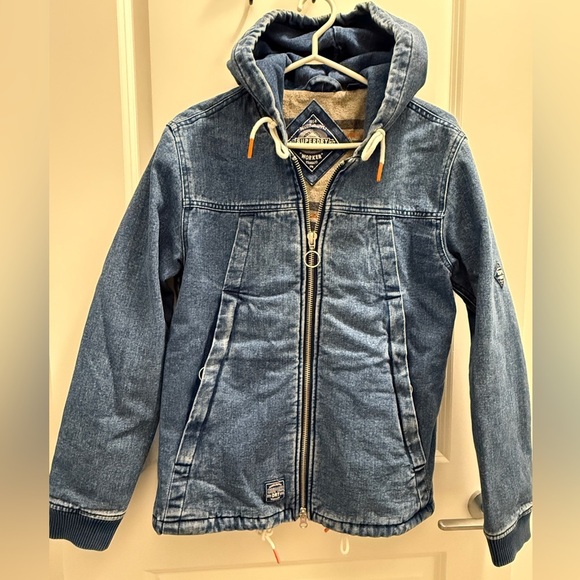 Superdry Men’s Hooded Worker Jacket Denim Blue Size Small - Picture 5 of 15